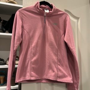Girls XL rose pink soft fleece 1/4 zip north face shirt